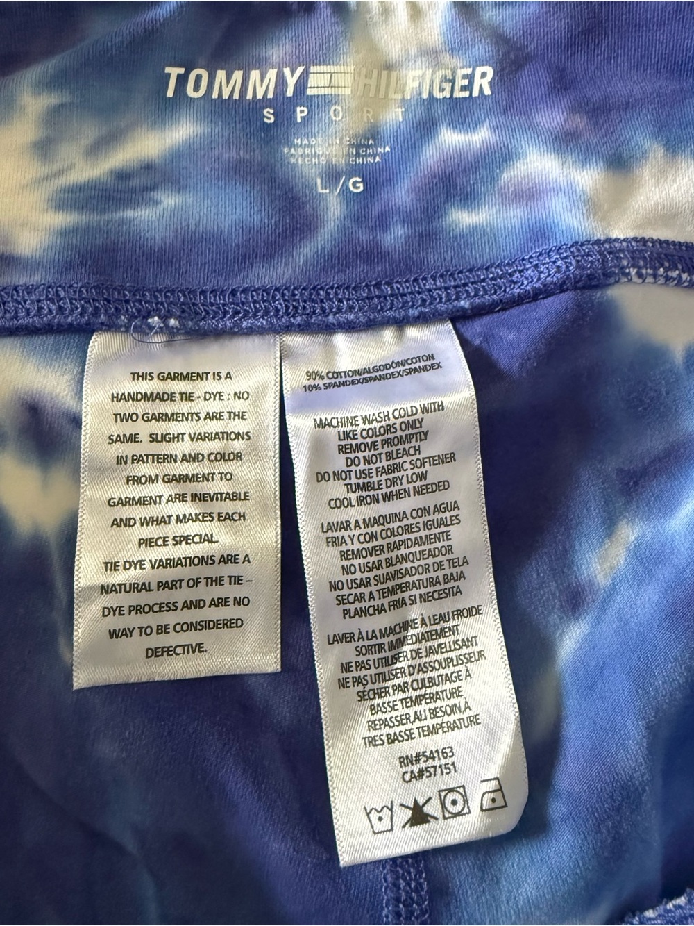 Tommy Hilfiger Sport Tie-Dye Leggings Blue White Women's L Athletic Yoga‎ Pants - Picture 6 of 6